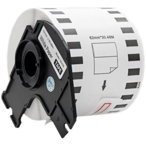 QOLTEC Tape for BROTHER DK-22205 62mm x 30.48m White / Black overprint Roller with handle