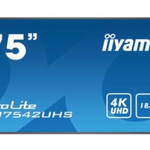 IIYAMA Monitor wielkoformatowy 74.5 cala LH7542UHS-B3 4K,18/7,SDM,IPS,LAN,PION,500cd/m2,OS8.0