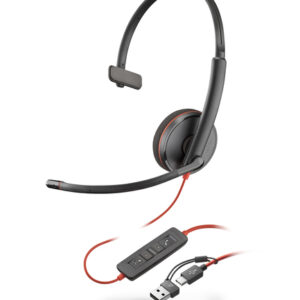POLY Jednouszny zestaw słuchawkowy USB-C Blackwire 3210 + przejściówka USB-C/A (8X214A6)