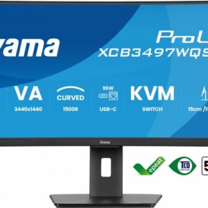IIYAMA Monitor 34 cali XCB3497WQSNP-B1 VA,UWQHD,1500R,USB-cDock,KVM,95W, 2xHDMI, 1xDP, RJ45,2x5W,21:9 /5y/