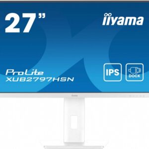 IIYAMA Monitor 27 cali XUB2797HSN-W2 IPS,FHD,USB-C Dock,HAS,300cd,1ms,sRGB99%,100Hz,HDMI,DP-out,USBx4,RJ45,2x2W/5y/