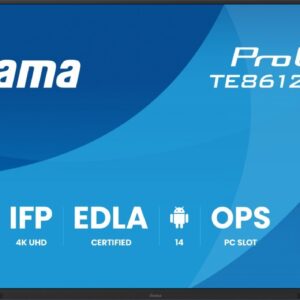 IIYAMA Monitor 86 cali TE8612MIS-B4AG 40pkt,IPS,4K,24/7,7H, ANDROID 14, RK3576, 8/128GB, EDLA, Essential
