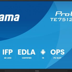 IIYAMA Monitor 75 cali TE7512MIS-B4AG 40pkt,IPS,4K,24/7,7H, ANDROID 14, RK3576, 8/128GB, EDLA, Essential