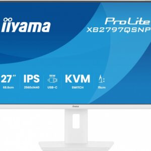 IIYAMA Monitor  27 cali XB2797QSNP-W1 IPS,QHD,USB-c Dock 96W,HDMI, 350cd,1ms, DP, DisplayPort x1 (Daisy Chain MST max. 2560 x1440), USB HUB x4, RJ45
