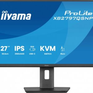 IIYAMA Monitor  27 cali XB2797QSNP-B1 IPS,QHD,USB-c Dock 96W,HDMI, 350cd,1ms, DP, DisplayPort x1 (Daisy Chain MST max. 2560 x1440), USB HUB x4, RJ45