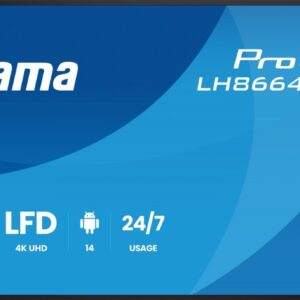 IIYAMA Monitor 86 cali LH8664UHS-B3AG 24/7,IPS,ANDROID 14,4K,2xHDMI,RJ45,    2xUSB,WiF,iUSB-C(DP-Alt),2x16W, iiSignage? (CMS), iiControl (DMS),iiShare